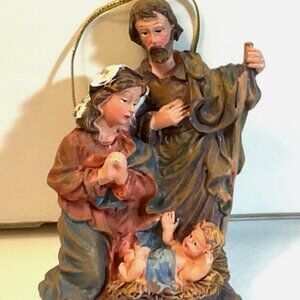 Nativity Christmas Ornament 3.5” Ceramic Hanging Ornament Mary & Joseph